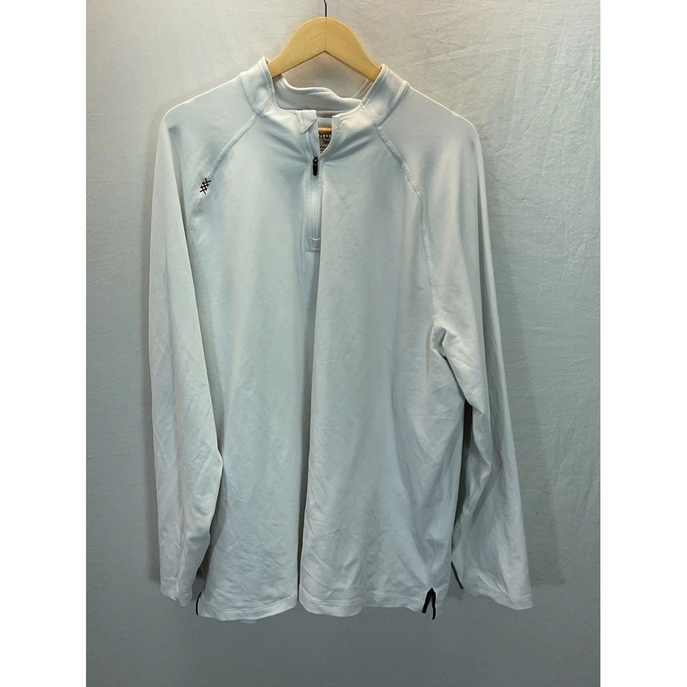 Rhone Mens White Lng Sleeve 1/4 Zip Pullover Athletic Performance Shirt XXL Golf